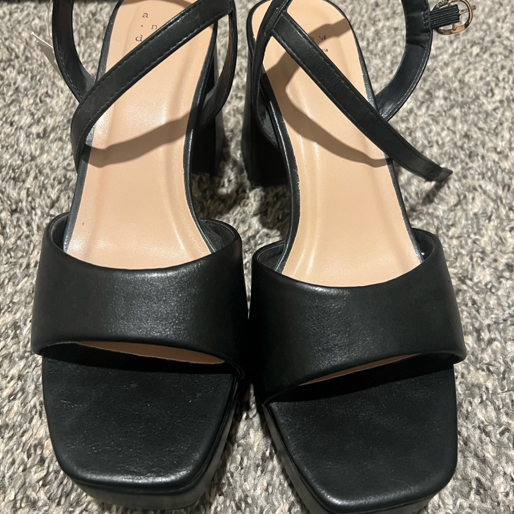 A New Day Black Strappy Open-Toe Sandals